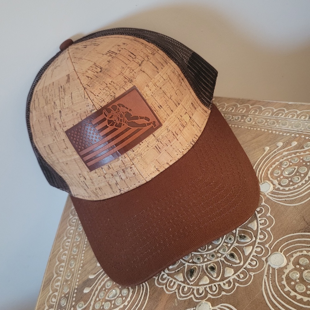 Cork Hat/ Brown Football Flag